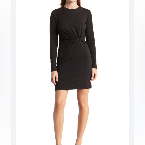 Socialite Black Long Sleeve Dress with Twist Detail - Picture 1 of 8